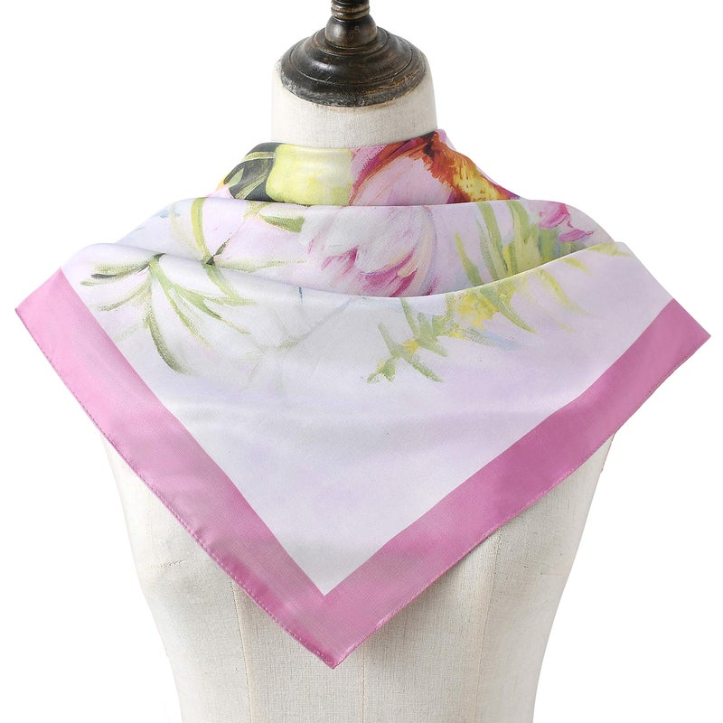 vimate 100% Mulberry Silk Scarfs, Women 35 Inch Square Silk Scarf for Hair with Gift Box package (Pattern 10) - Image 2