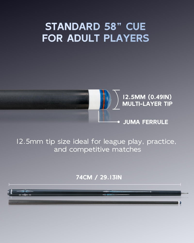 CRICAL Carbon Fiber Pool Cue Stick 58" Billiard Cue Sticks Professional Low Deflection Pool Sticks with 3/8 * 8 Pin Joint and 12.5mm Tip - Image 3
