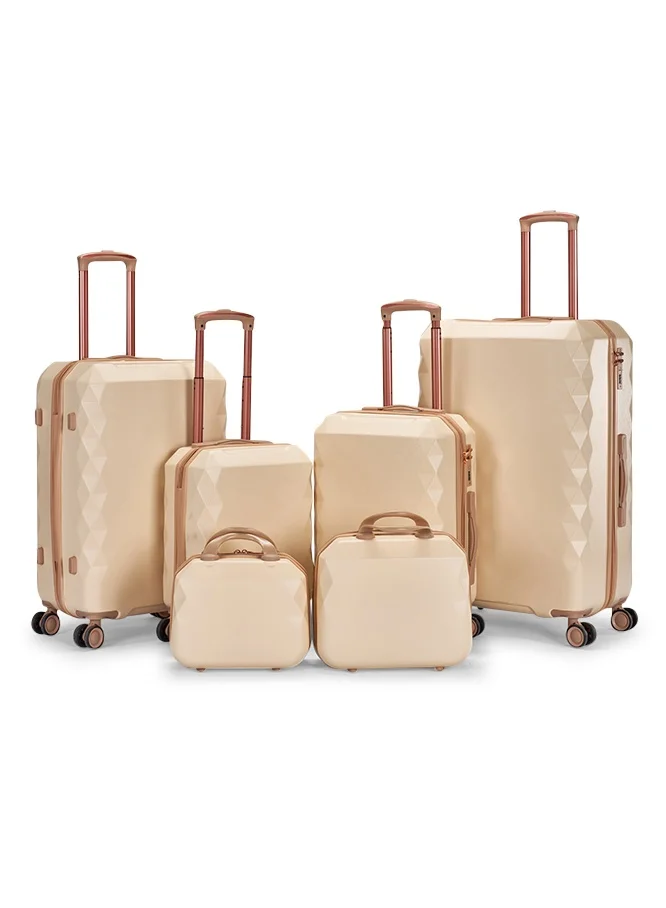 Limra Luggage set 6 pieces travel Bags with a distinctive design from limra Beige/Gold
