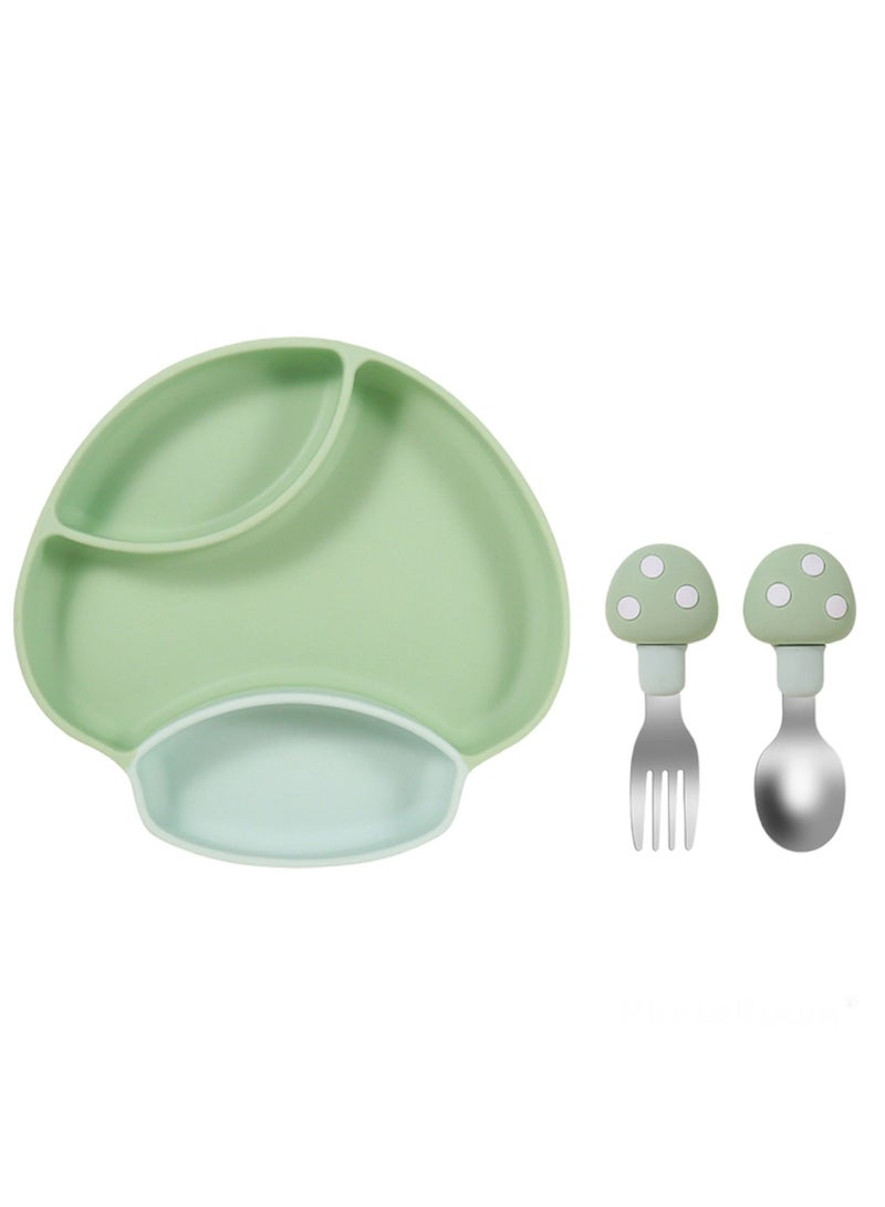 هايلاند مجموعة أطباق وأواني الفطر المصنوعة من السيليكون للأطفال باللون الأخضر - Image 1