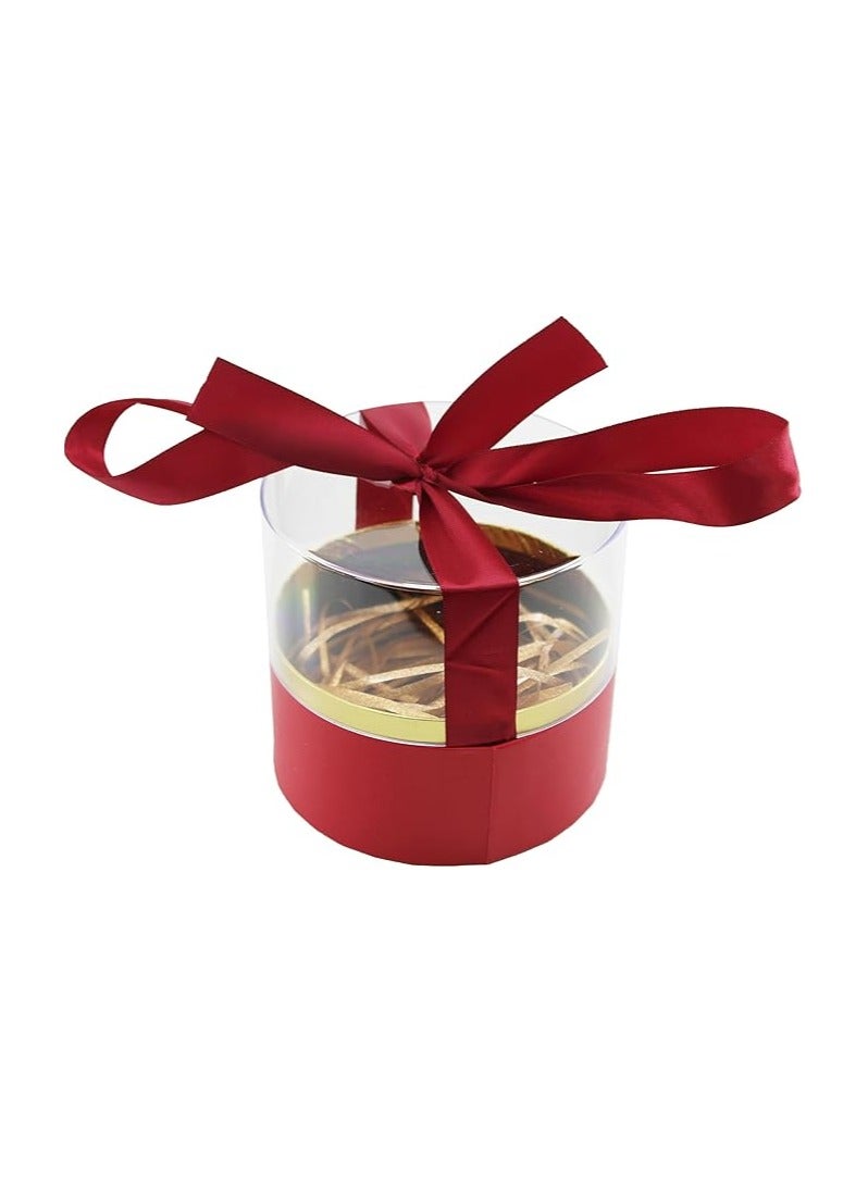 Acrylic Round Gift Box Transparent Storage Box for Jewelry Gifts Decorations and Special Occasions Display Case Perfect for Weddings Birthdays and Holiday Gifts (ROUND RED, 12X12X11.5CM) - Image 1