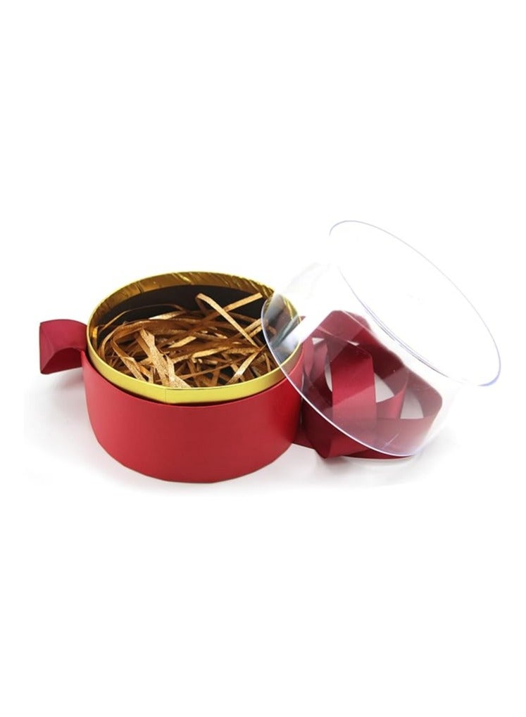 Acrylic Round Gift Box Transparent Storage Box for Jewelry Gifts Decorations and Special Occasions Display Case Perfect for Weddings Birthdays and Holiday Gifts (ROUND RED, 12X12X11.5CM) - Image 3