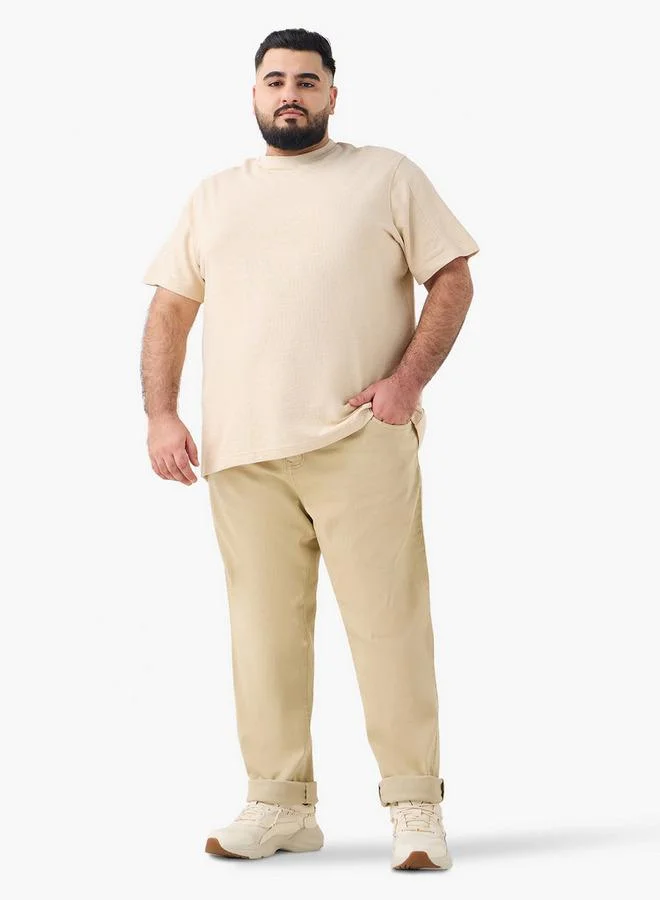 Splash FAV Plus Size Textured Crew Neck T-shirt