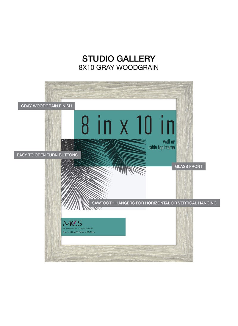 MCS MCS Studio Gallery 8x10 Picture Frame Gray Woodgrain  Vertical & Horizontal Wall Hanging & Easel for Tapletop Display  Rectangle Photo Frame for Photos  Posters & Art Prints (2-Pack)  - Image 5