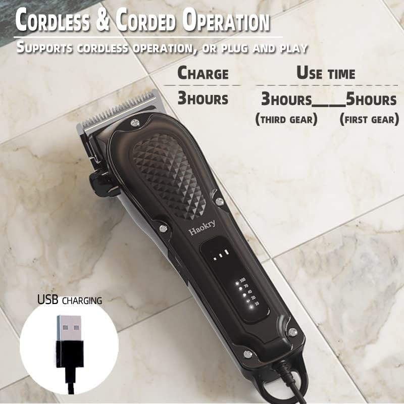 Haokry Professional Hair Clippers for Men - Cordless & Corded Hair Cutting and Grooming Kit - Image 5