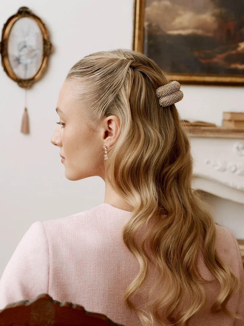 ليتشي ربطة شعر مزينة بأحجار الراين المعدنية