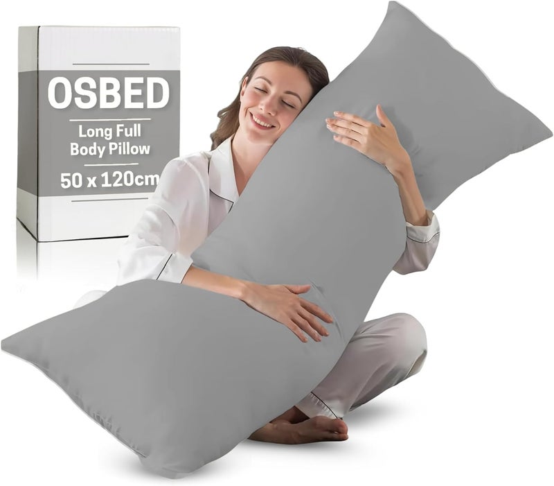 OSBED Soft & Comfy Long Body Pillow for Side Sleepers - 50 x 120cm, Grey - Image 1