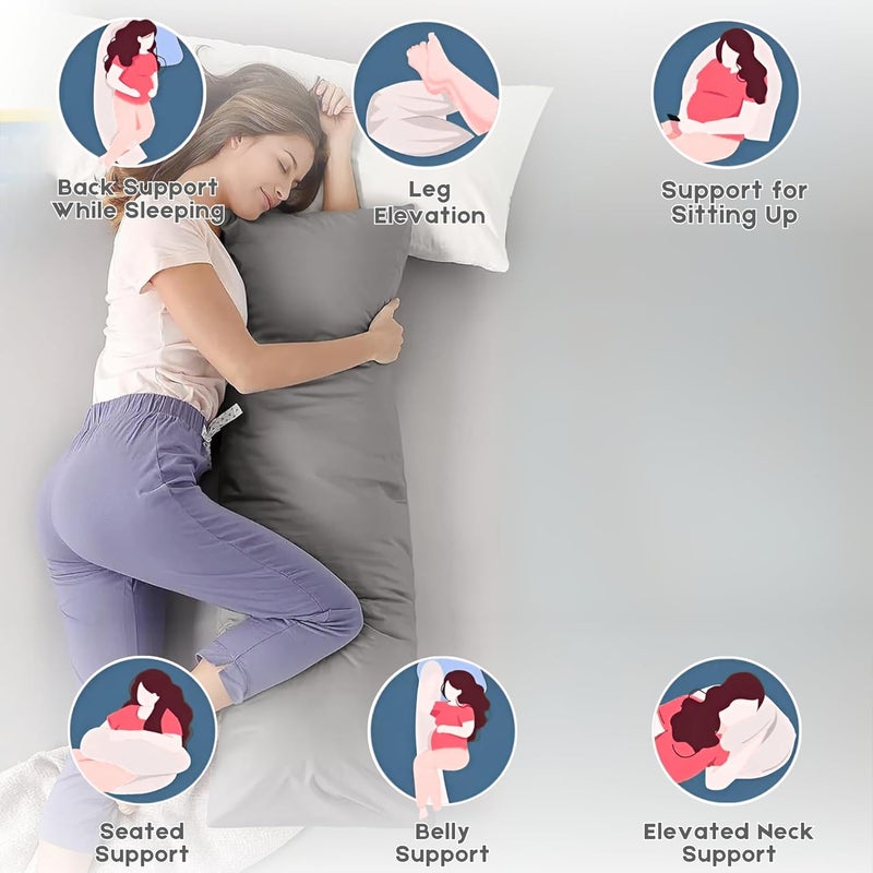 OSBED Soft & Comfy Long Body Pillow for Side Sleepers - 50 x 120cm, Grey - Image 5