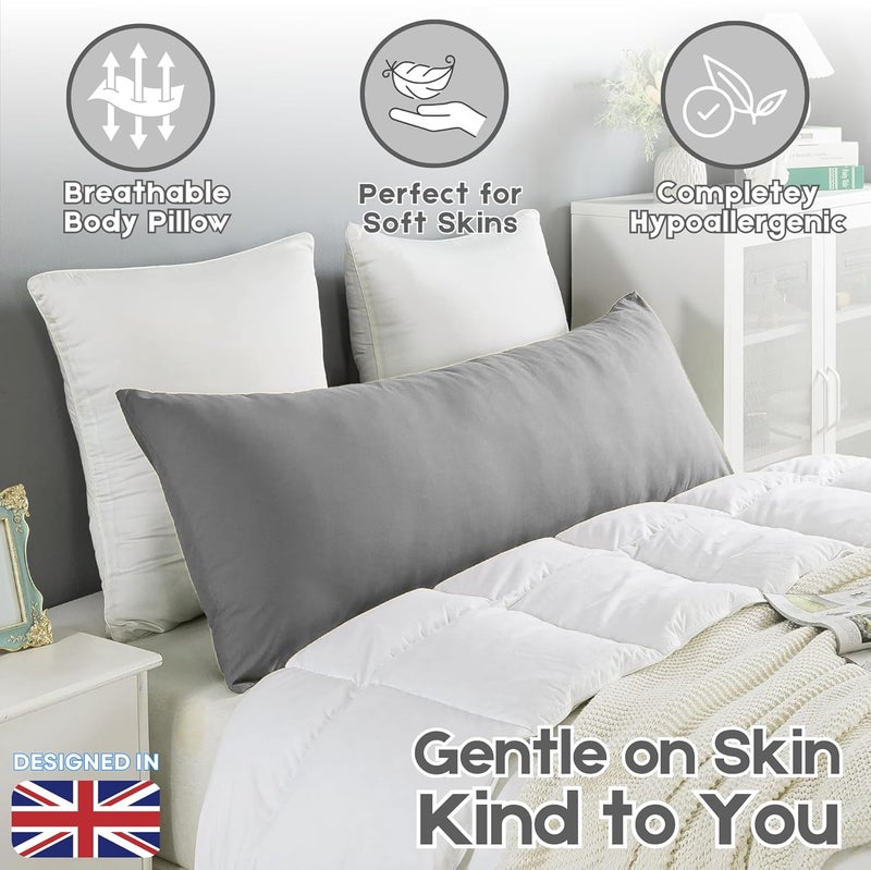 OSBED Soft & Comfy Long Body Pillow for Side Sleepers - 50 x 120cm, Grey - Image 4