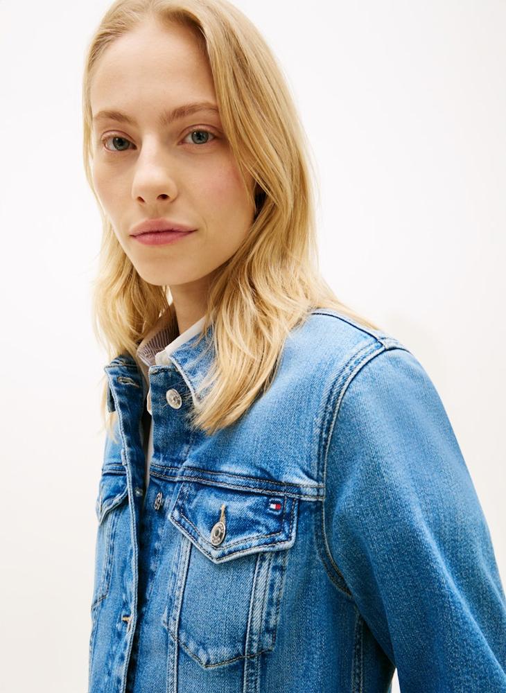 TOMMY HILFIGER Flag Embroidery Slim Denim Jacket - Image 3