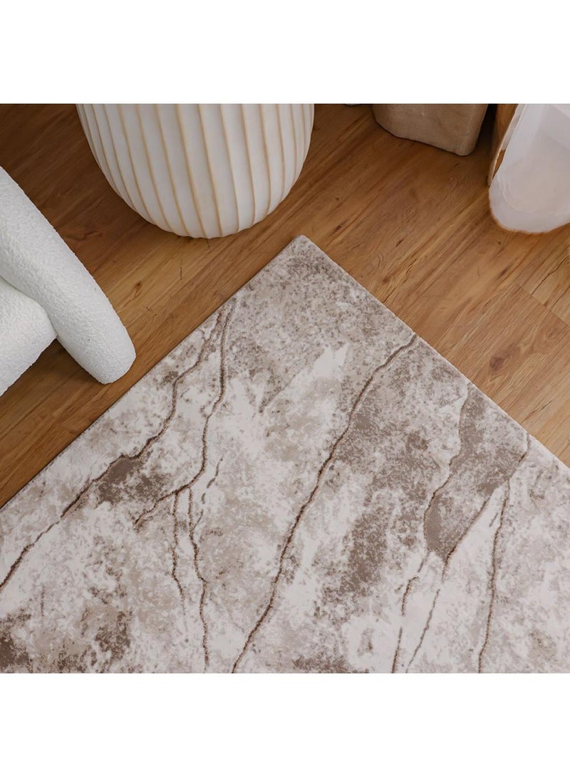 DANUBE HOME Venice Modern Rug  Polyester Area Rug Floor Covering L230xW160cm-Beige & White  - Image 1