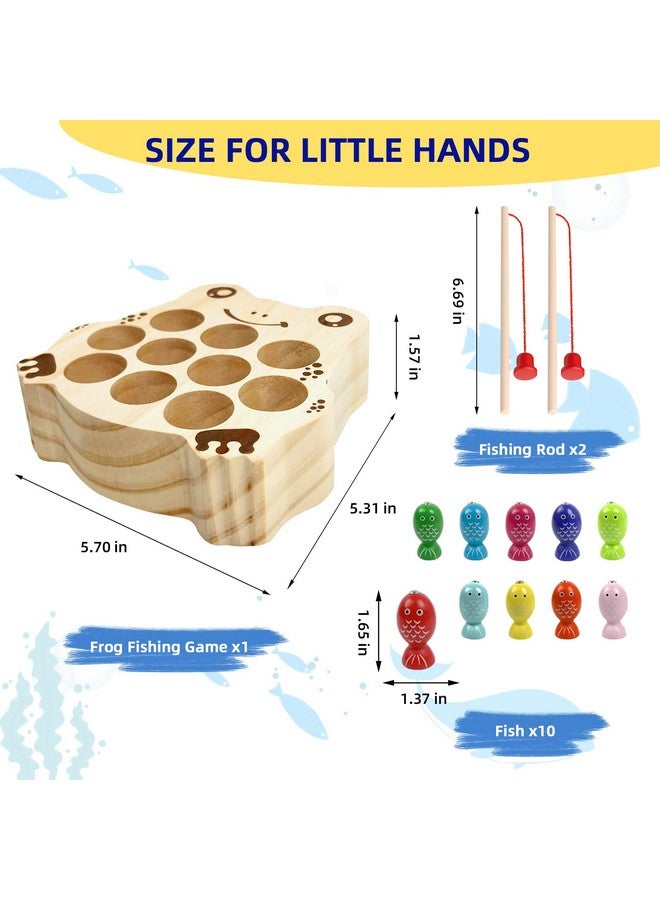 EDUTREE Wooden Magnetic Fishing Game For Toddlers 1-3, Frog Fishing Color Sorting Montessori Sensory Preschool Educational Learning Fine Motor Skills Toys For 3 4 5 Years Old Boys Girls - Image 4