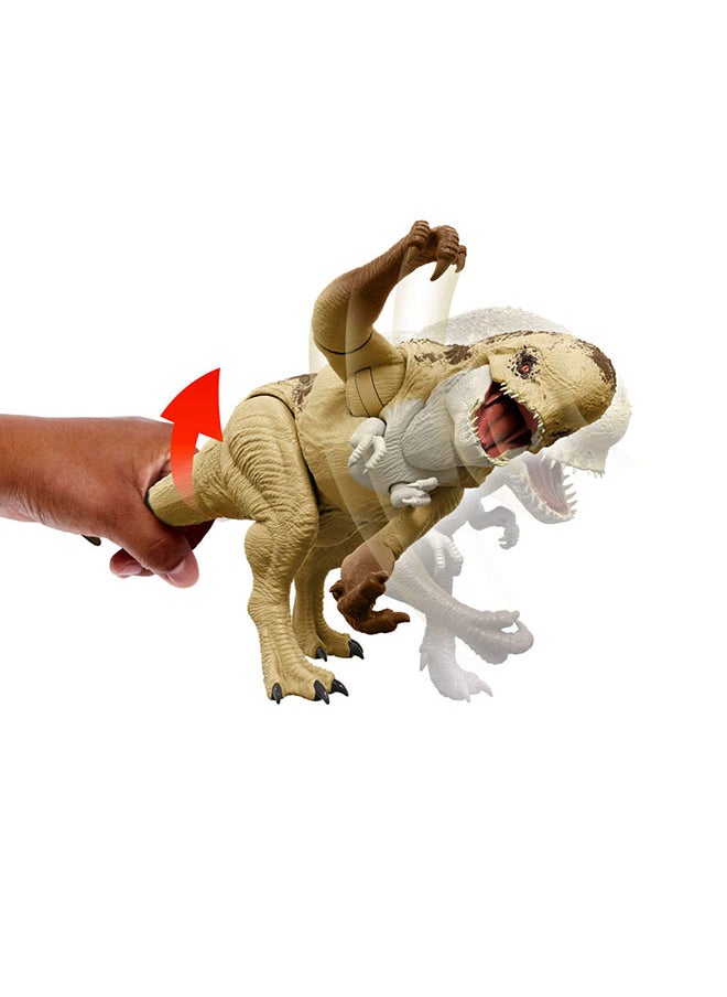 JURASSIC WORLD Mattel Rebirth Distortus Rex Rumble N Rampage Dinosaur Action Figure 22 Inch With 2 Attack Actions, Content-Accurate, Digital Play  - Image 3