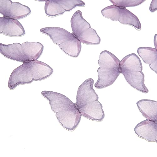 GEORLD Edible Wafer Paper Butterflies Set of 48 Purple Cake Decorations, Cupcake Topper - Image 5