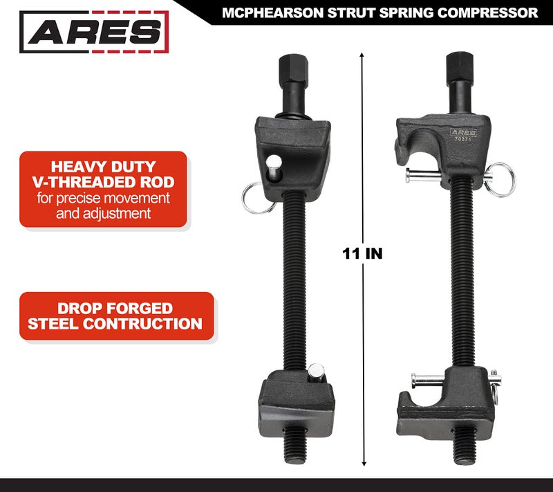 ARES 70371 - Macpherson Strut Spring Compressor - Repair Bent Struts, Strut Tubes, and Damaged Struts - Drop Forged Jaws with Safety Pins for Safe and Easy Compression - Image 2