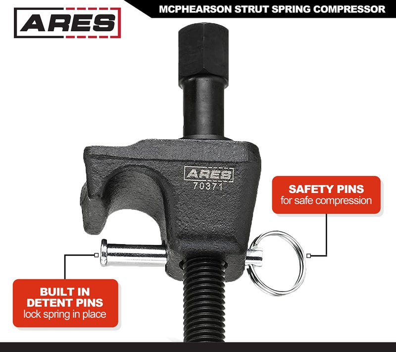 ARES 70371 - Macpherson Strut Spring Compressor - Repair Bent Struts, Strut Tubes, and Damaged Struts - Drop Forged Jaws with Safety Pins for Safe and Easy Compression - Image 4