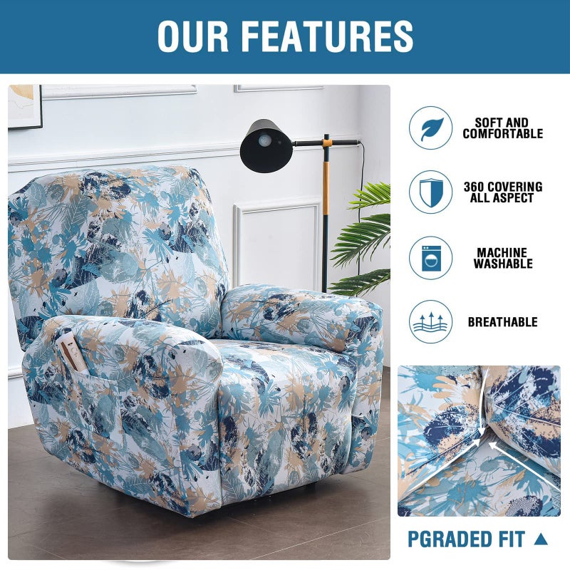 Eco-Ancheng Recliner Slipcovers 4-Pieces Lazyboy Recliner Covers Recliner Couch Covers Recliner Chair Cover Non Slip Reclining Slipcovers with Storage Pockets Furniture Protector for Living Room - Image 3