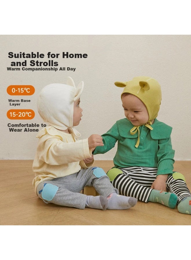 Papapapa Qq Cotton Autumn Winter Baby T-shirt Long Sleeve Base Shirt Warm Top Off-white Large Lapel 110cm - Image 1