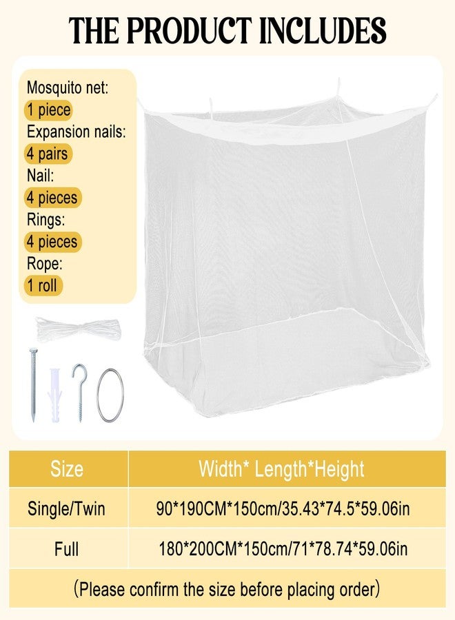 Mindsoft 4 Corners Mosquito Net for Mosquiteros para Camas Bed Canopies Netting Bed Drapes Rectangular Mosquito Mesh for Camping Home Outdoor Travel(White A,L75 X W35.5 X H59 Inch,No-Opening) - Image 3