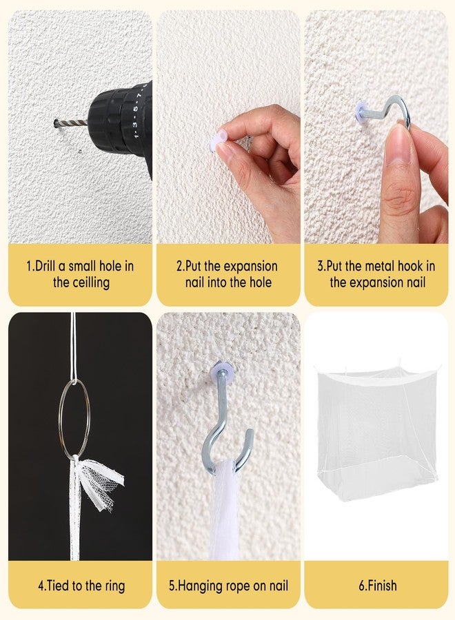 Mindsoft 4 Corners Mosquito Net for Mosquiteros para Camas Bed Canopies Netting Bed Drapes Rectangular Mosquito Mesh for Camping Home Outdoor Travel(White A,L75 X W35.5 X H59 Inch,No-Opening) - Image 2