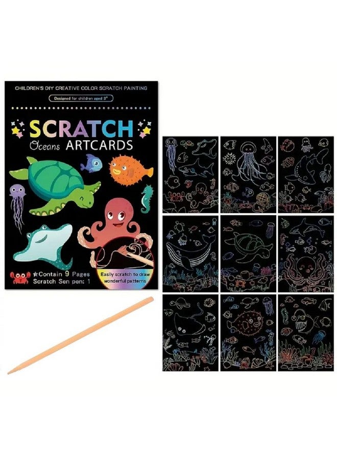 FunBlast Scratch Painting Art Cards - DIY Magic Colouring Art Scratch Cards, Scratch Art Painting Paper with Stylus for Drawing, Sketching, Art & Craft Kit for Kids (Sea Animal) - Image 1