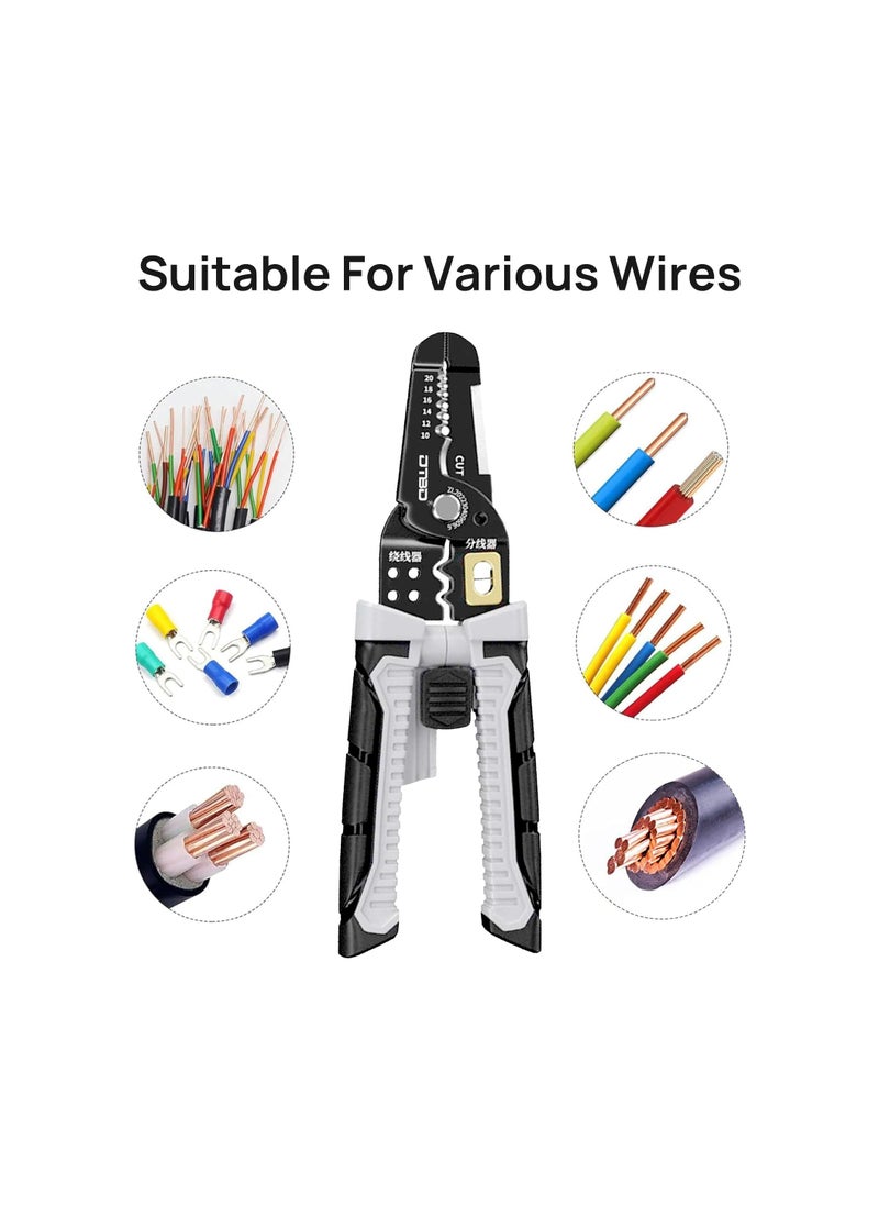 KASTWAVE - 8 in 1 Self-Adjusting Wire Stripper Cutter, Universal Automatic Electrical Wire Strippers for Wire Stripping, Cable Cutting, Crimping Tools from 10 AWG to 24 AWG, Professional Electrician Pliers Tools - Image 1