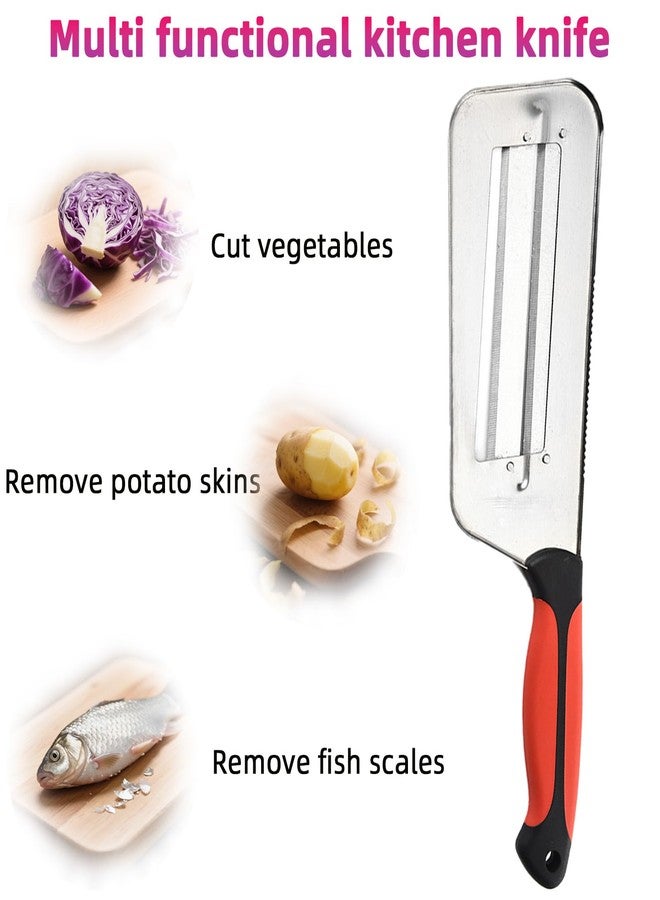 GZLT Stainless Steel Cabbage Shredder & Chopper, Sharp Kitchen Slicer for Coleslaw, Sauerkraut & Lettuce, Handheld Grater with Non-Slip Grip, Multifunctional Vegetable Cutter for Salad Prep (Red) - Image 4