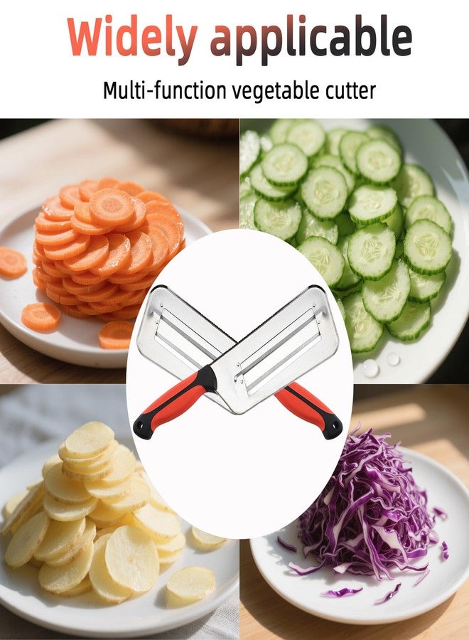 GZLT Stainless Steel Cabbage Shredder & Chopper, Sharp Kitchen Slicer for Coleslaw, Sauerkraut & Lettuce, Handheld Grater with Non-Slip Grip, Multifunctional Vegetable Cutter for Salad Prep (Red) - Image 3