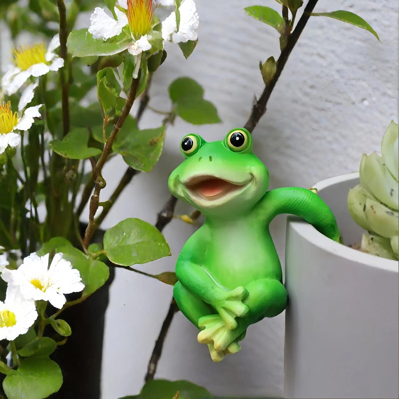LithosKryos 3 PCS Playful Frog Statues Pot Hugger Decorations for Plant, Miniature Frog Figurines,Women Gifts,Garden Decor Outdoor, Suitable for Flower, Courtyard and Lawn Decorations - Image 5