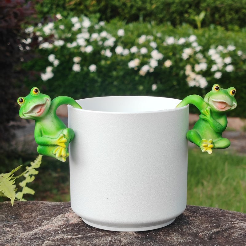 LithosKryos 3 PCS Playful Frog Statues Pot Hugger Decorations for Plant, Miniature Frog Figurines,Women Gifts,Garden Decor Outdoor, Suitable for Flower, Courtyard and Lawn Decorations - Image 3