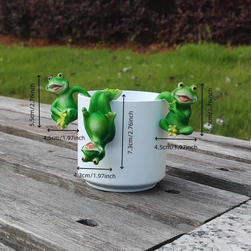LithosKryos 3 PCS Playful Frog Statues Pot Hugger Decorations for Plant, Miniature Frog Figurines,Women Gifts,Garden Decor Outdoor, Suitable for Flower, Courtyard and Lawn Decorations - Image 2