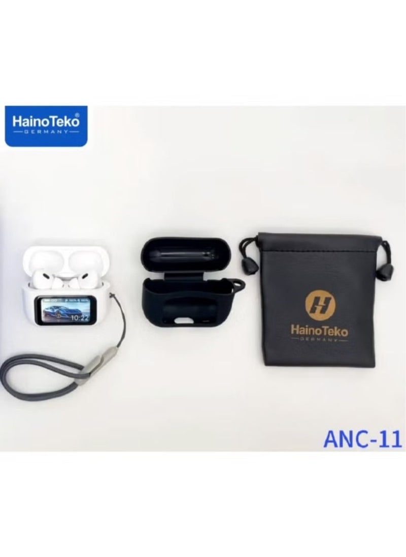 Haino Teko Haino Teko ANC-11 Bluetooth Earphones – Real Active Noise Cancellation, Digital Display, Deep Bass, Clear Microphone, Touch Controls, App Support, Long Battery Life for Android & iOS – Premium Wireless Sound - Image 1