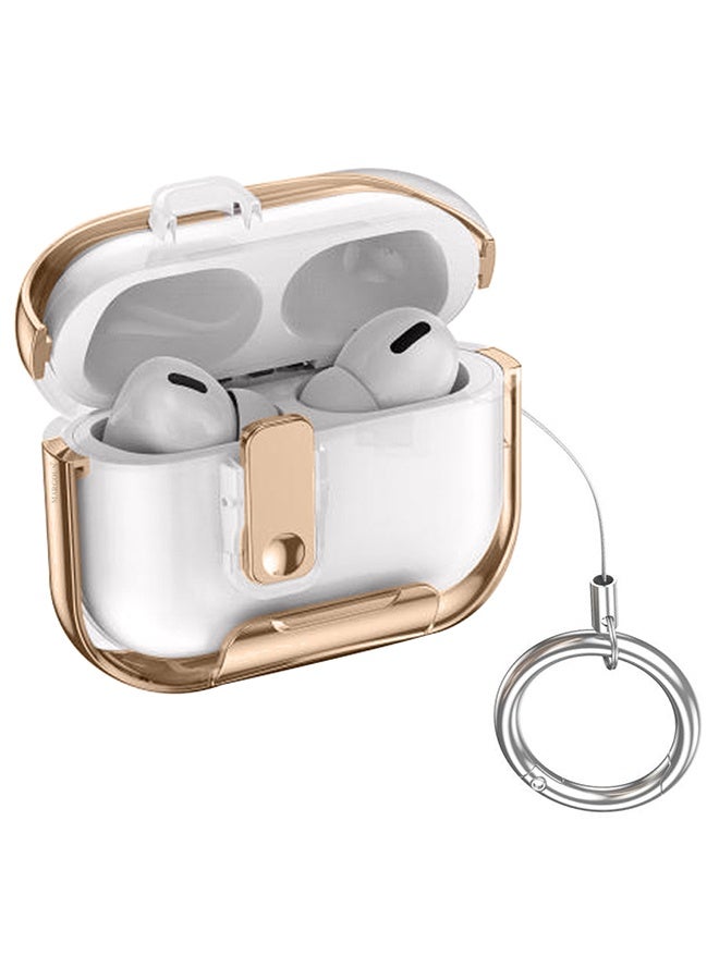 CATANES Clear Protective Case with Keychain for AirPods Pro 3 - Premium Plating Design - Clear Gold - Image 1