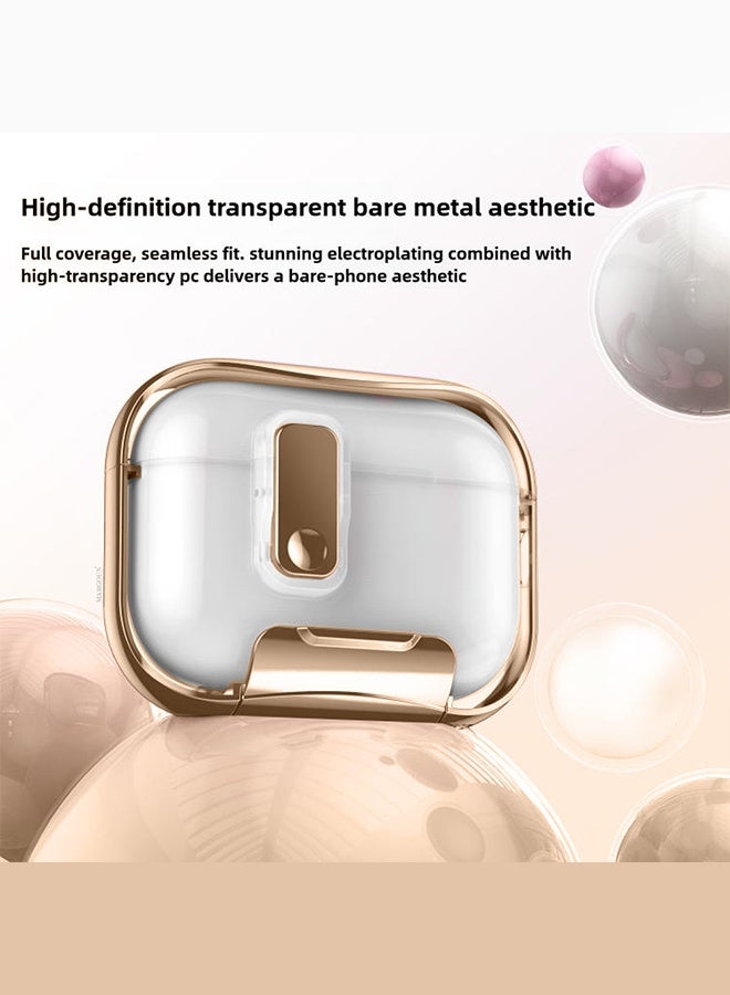 CATANES Clear Protective Case with Keychain for AirPods Pro 3 - Premium Plating Design - Clear Gold - Image 5