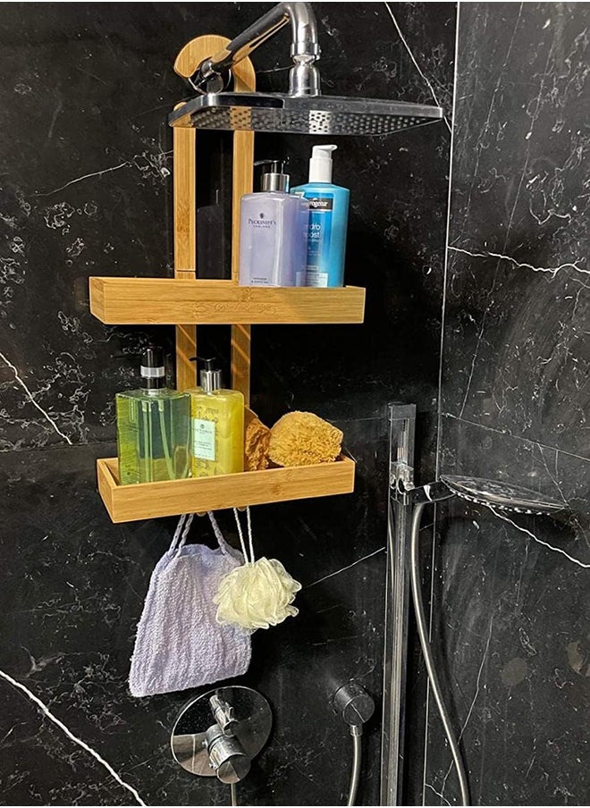 Home Pro Home Pro Wall Organizer Shower Caddy High Quality Bamboo Wall Caddy Wall Mount Shower Caddy in Multipurpose  - Image 4