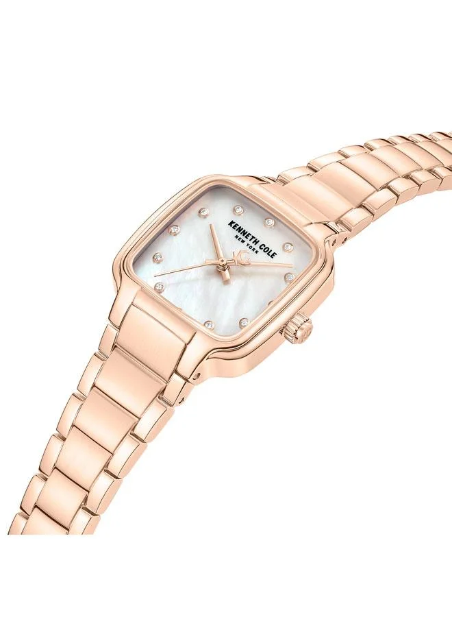 Kenneth Cole New York Broome White Mother-of-pearl Dial Stainless Steel Bracelet Analog Watch for Women - 28mm