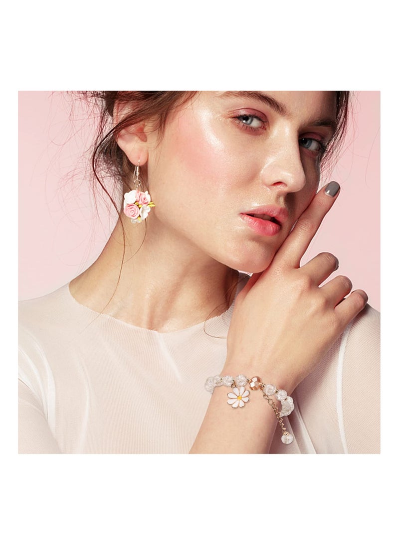 KASTWAVE 4PCS Kawaii Bracelets Crystal Beads Bracelet Cute Elastic Beaded Bracelets Pearl Bracelets Aesthetic Attraction Relationship Friendship Jewelry Gift for Girls Gift - Image 5