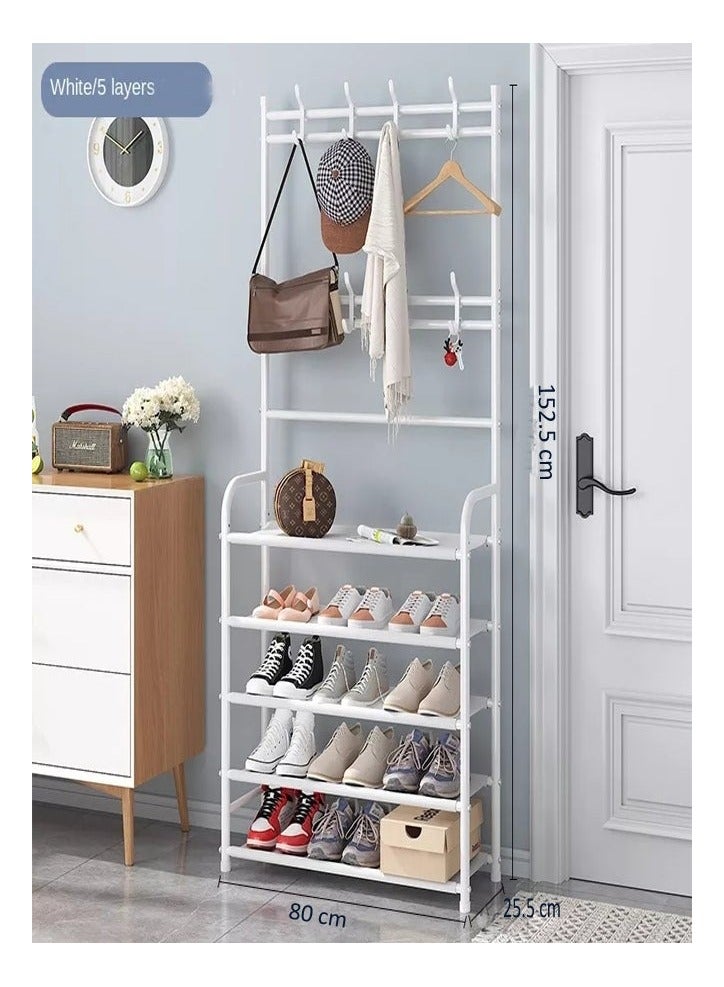 BLOOMING TIME 5-Tier Stainless Steel Coat And Shoes Rack For Home White 80x25.5x152.5cm - Image 3