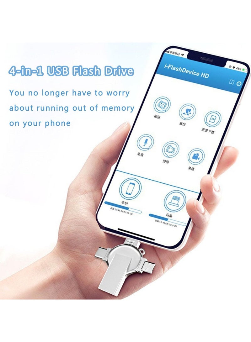 2TB USB محرك فلاش USB 3.0 عالية السرعة 4 في 1 Type-c OTG USB عصا التخزين الخارجي لـ iPhone / Android / MacBook / iPad / PC / المزيد من الأجهزة - Image 3