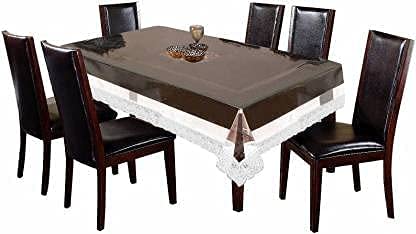 Sampraya Creations PVC Transparent Rectangular Solid Plastic 6 to 8 Seater Dining Table Cover White 60x90 Inches  - Image 3