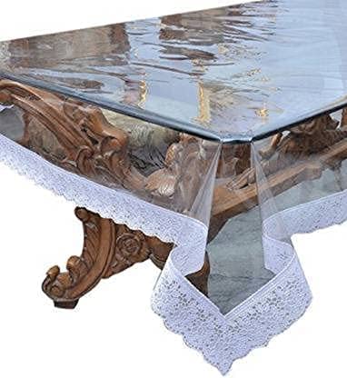 Sampraya Creations PVC Transparent Rectangular Solid Plastic 6 to 8 Seater Dining Table Cover White 60x90 Inches  - Image 2
