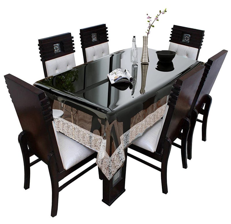 Sampraya Creations PVC Transparent Rectangular Solid Plastic 6 to 8 Seater Dining Table Cover White 60x90 Inches  - Image 5