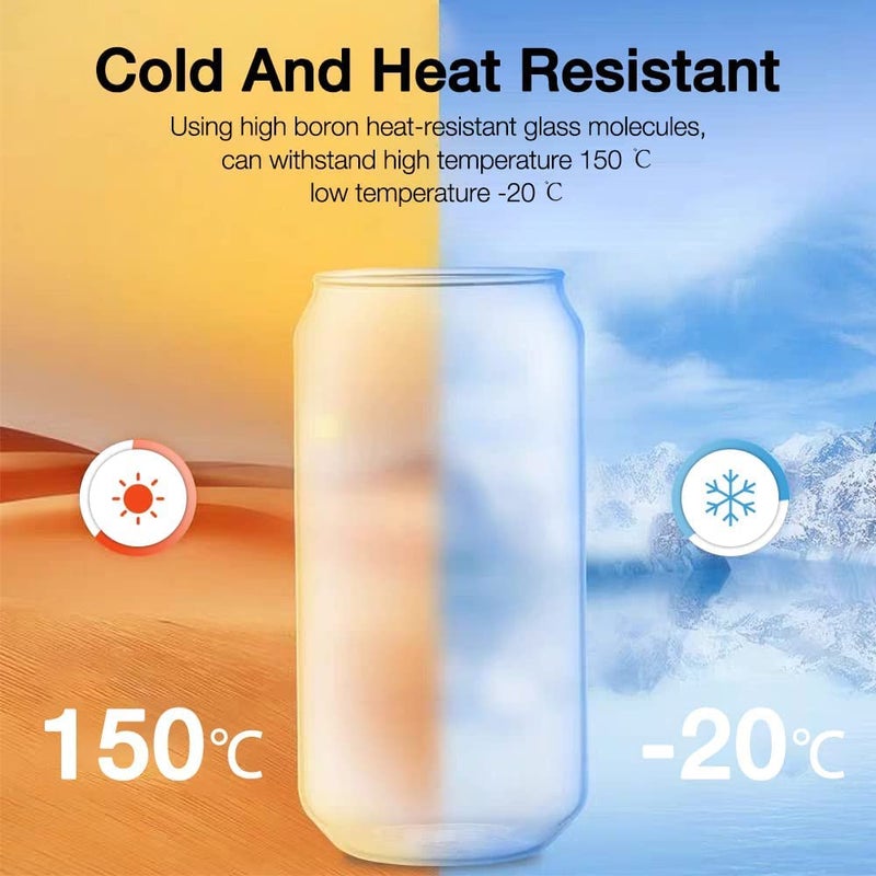 KHOLAD Drinking Glasses with Glass Straw 500ml Beer Glasses Can Shaped Glass Cups Tumbler for Cold Coffee Smoothies Juice Soda Any Drink and Any Occasion Beer CAN 1 - Image 5