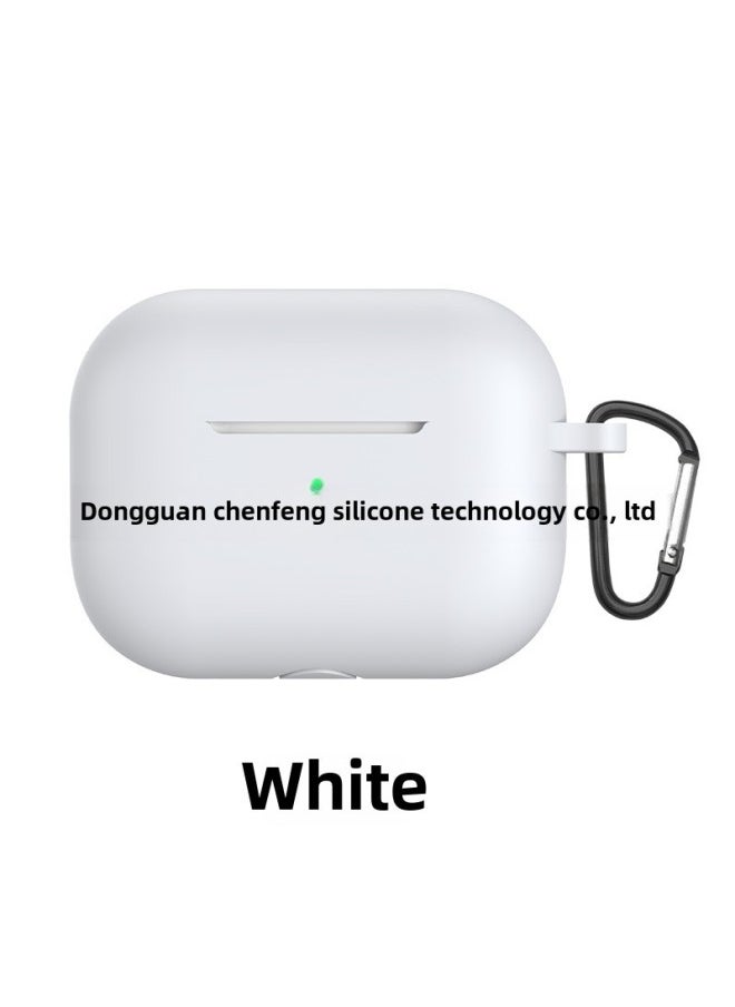 Generic - For Airpods Pro Bluetooth Headset Protective Case Apple 3 Generation Earphone Case Thickened Silicone Case Flat Bottom One-Piece-Color:White Earphone Shell Hook Pearlescent Bag Packaging-Applicable - Image 1
