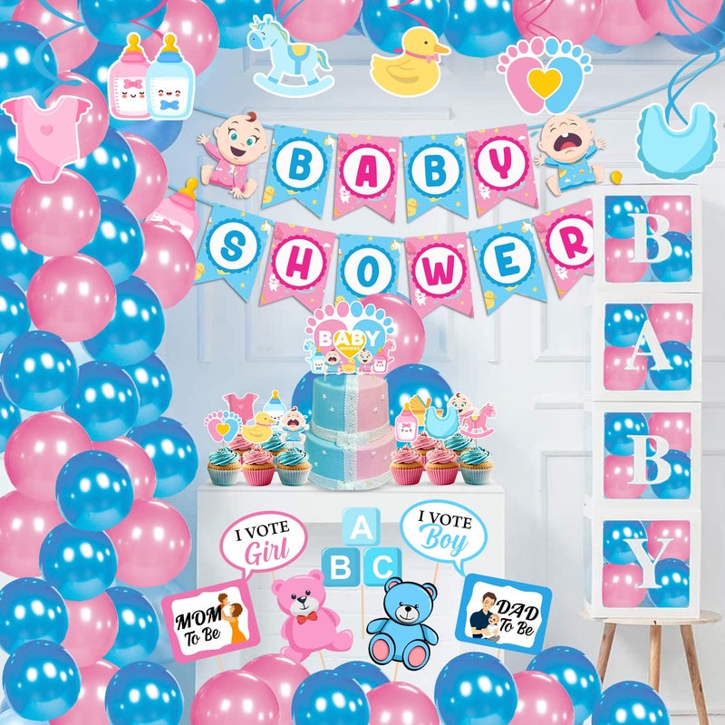 Zyozique Baby Shower Decorations Kit Included Baby Shower Letter Paper Banner,Cake and Cup Cake Topper,Balloon,Swirls,PhotoProps For Baby Shower Party Favors (Pack of 73) - Image 3