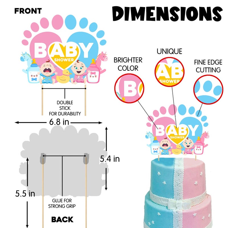 Zyozique Baby Shower Decorations Kit Included Baby Shower Letter Paper Banner,Cake and Cup Cake Topper,Balloon,Swirls,PhotoProps For Baby Shower Party Favors (Pack of 73) - Image 5