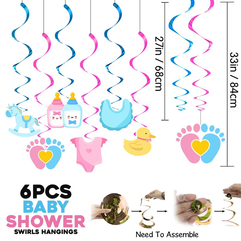 Zyozique Baby Shower Decorations Kit Included Baby Shower Letter Paper Banner,Cake and Cup Cake Topper,Balloon,Swirls,PhotoProps For Baby Shower Party Favors (Pack of 73) - Image 4