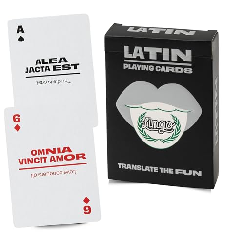 LINGO Latin Lingo Playing Cards Travel Flashcards Learn Latin Vocabulary in A Fun Easy Way 52 Essential Translations - Image 1