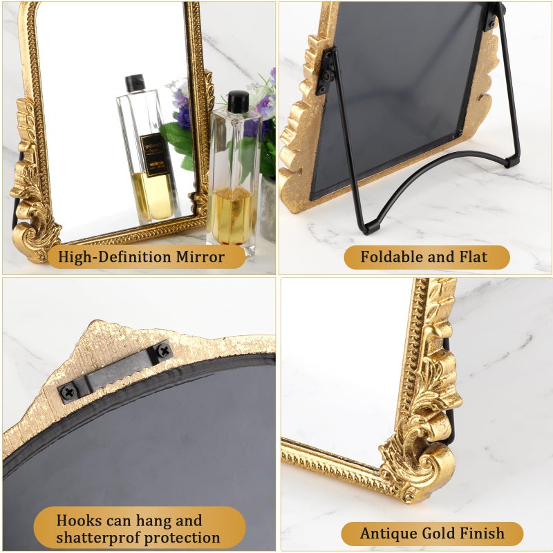 Willannals Vintage Small Arched Mirror, 17 * 12in Wall Mounted Vanity Mirror for Living Room, Bedroom, Bathroom, Entryway, Porch, Home and Dormitory, Versatile, Vintage Makeup Mirror - Image 4