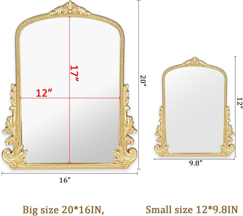 Willannals Vintage Small Arched Mirror, 17 * 12in Wall Mounted Vanity Mirror for Living Room, Bedroom, Bathroom, Entryway, Porch, Home and Dormitory, Versatile, Vintage Makeup Mirror - Image 3